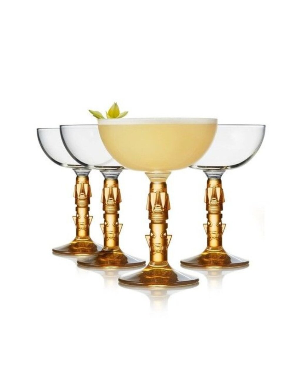 Vintage-style Tiki Coupe Glasses Amber Colored Stem Set of 2 Champagne Martini